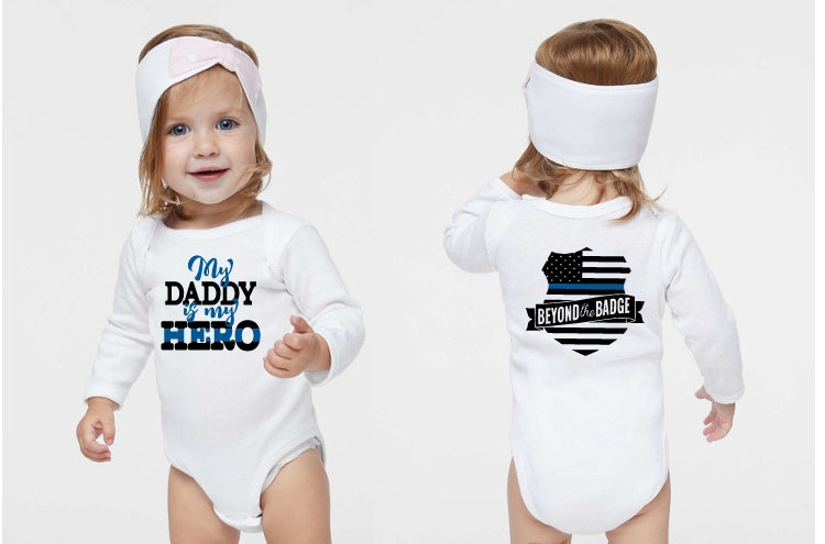 'My Hero' Baby Onesie - Blue Line