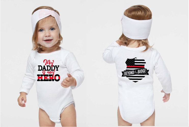 'My Hero' Baby Onesie - Red Line